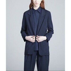 Kieley Kimmel Women Sz S Oversize Boxy Blazer Jacket Viscose Wool Lagenlook Blue